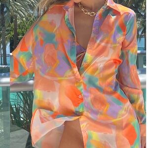 NWT Pretty little thing cover up shirt size US 2